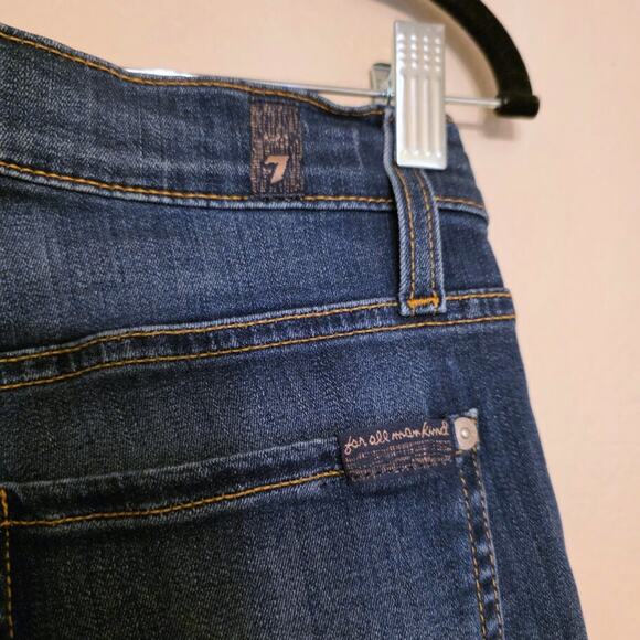 7 For All Mankind Dojo Tailorless Bootcut Wide Flare Leg Jeans Dark Wash 28 - Picture 6 of 10